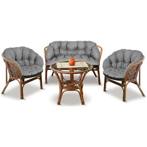 AIO FACTORY Zestaw ogrodowy szary 190x40cm+2 poduszki 122x40cm