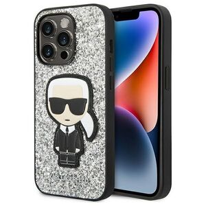 Karl Lagerfeld Etui Karl Lagerfeld do iPhone 14 Pro 6,1" hardcase srebrny/silver Glitter Flakes Ikonik