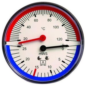 Termohydrometr TH 80, fi80 mm, 0÷40 mH2O, 20÷120°C, G1/4, ax, kl. 2,5A