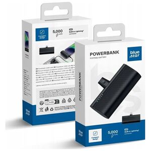 BLUE STAR powerbank 5000 mAh z wbudowanym złączem Lightning 2,1A W0556P czarny