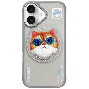 Etui Nimmy Glasses Cool Cat do iPhone 16  szary