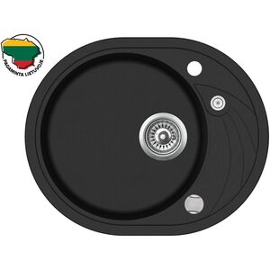 Zlewozmywak Aquasanita Dirbtinio granito virtuvinė plautuvė Aquasanita Clarus SR102, 601 Juoda metallic