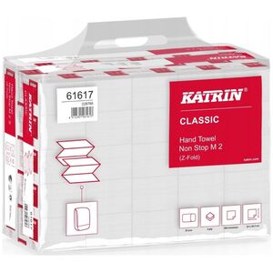 Katrin Katrin Classic Hand Towel Non Stop M2 Handy Pack, 80 mm, 203 mm, 120 mm, 270 g, 160 sheets, Paper