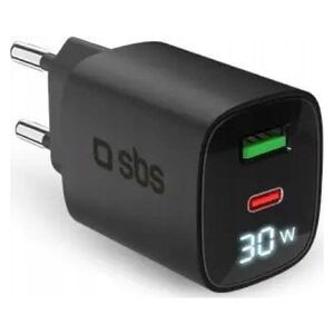 SBS PD Travel Charger 30W USB-C/18W USB LCD GaN black