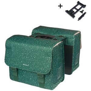 Sakwy BASIL FLAIR DOUBLE BICYCLE BAG, MIK z adapterem do mocowania, 35L, Wodoodporna, Green (NEW 2025)