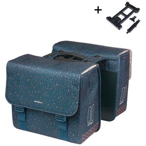 Sakwy BASIL FLAIR DOUBLE BICYCLE BAG, MIK z adapterem do mocowania, 35L, Wodoodporna, Navy (NEW 2025)