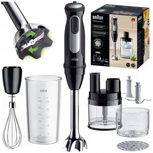 Braun MultiQuick 5 MQ55.254MBK, Immersion blender, 0.5 L, Ice crushing, 1000 W, Black, Stainless steel