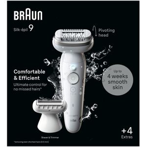 Braun Silk-épil 9 9-041, Silver, 40 tweezers, MicroGrip, Battery, 100 - 240 V, 50/60 Hz