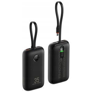 VEGER powerbank 10000 mAh z wbudowanymi kablami Typ C / Lightning PD QC3.0 35W K1 (W1188) czarny
