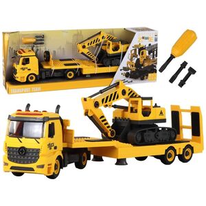 LeanToys Laweta Do Składania Z Koparką Gąsienicową Dźwięk Światła DIY Żółty