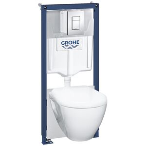 Grohe Serel 5in1 κρυφό σετ WC: WC potinkinis rėmas + klozetas + mygtukas + lėtai nusileidžiantis dangtis + φρέσκο ​​kvapų konteineris + garso izoliacinė tarpinė, 39468000 8481594 4005176433924