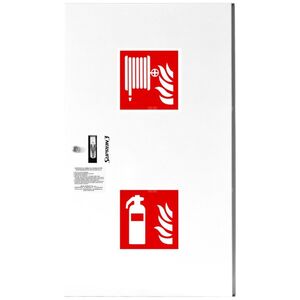 Hydrant DN52 zawieszany z koszem, 850x500x200,  z miejscem na gaśnicę, wąż 2x20m, zamek patent, RAL 9003