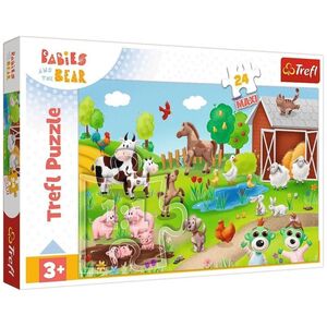 Puzzle 24 elementy Maxi Bobaski i Miś, Bobaski i zwierzęta Trefl