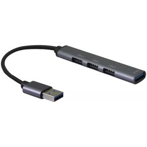 USB HUB helos Helos HUB, 4in1 USB-A 3.0 St./3x USB-A 2.0 Bu. + 1x USB-A 3.0 Bu., spacegrau hochwertiges Aluminumgehäuse, bis zu 5 Gbit/s dank USB 3.0 Standard, Plug & Play, USB-A 3.0 St. HUB με 3x USB-A 2.0 Bu. και 1x USB-A 3.0 Bu. , PREMIUM , CE-zer 1405