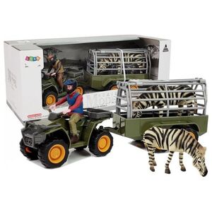 Figurka LeanToys Quad z Przyczepką Transporter Figurki Zebra