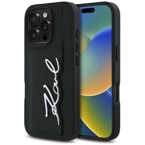 Etui Karl Lagerfeld HC Grained PU         Cardslot Metal Signature do iPhone 16 Pro czarny