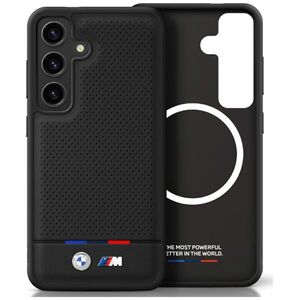 BMW Leather Tricolor Stripe MagSafe Case for Samsung Galaxy S25 Black