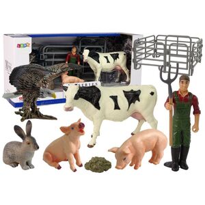 Figurka LeanToys Duży Zestaw Figurek Wieś Farma 11 Elementów Krowa Świnia Królik