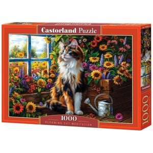 Puzzle 1000 elementów Kot wsród kwiatów Castor