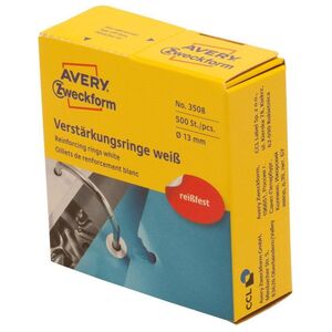 Avery Zweckform Pierścienie wzmacniające do segregatorów - białe Ø 13 mm, biały (3508)
