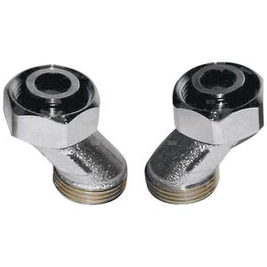 Adapter wyrównujący, 2 sztuki, do wyrównywania połączeń rurowych, promień 15 mm, przyłącze od strony zaworu stożkowe 3/4 ze swobodną nakrętką, przyłącze rurowe 3/4 gwint zewnętrzny ze stożkiem.