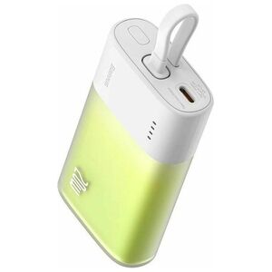 Powerbank Baseus Popsicle 5200mAh 20W z wbudowanym kablem Lightning (+ biały kabel Baseus Simple USB-C - USB-C 60W/20V/3A/30cm) - biało-zielony