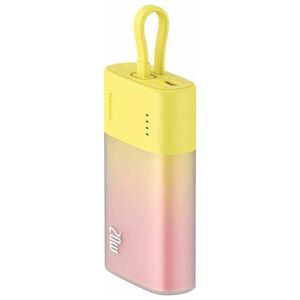 Powerbank Baseus Popsicle 5200mAh 20W z wbudowanym kablem Lightning (+ biały kabel Baseus Simple USB-C - USB-C 60W/20V/3A/30cm) - zółto-różowy