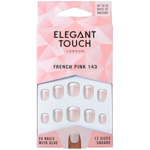 Elegant Touch Set, Elegant Touch, Natural French, Τετράγωνο, Τεχνητά Νύχια, Ροζ, 143, Petite (XS), 24 τμχ Για γυναίκες 13321637 5011522292724
