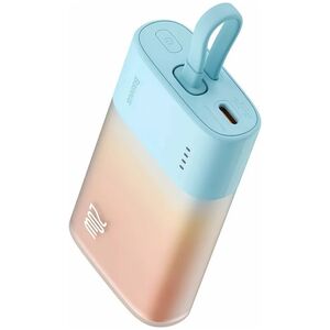 Powerbank Baseus Popsicle 5200mAh 20W z wbudowanym kablem Lightning (+ biały kabel Baseus Simple USB-C - USB-C 60W/20V/3A/30cm) - niebiesko-pomarańczowy