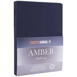 Decoking Prześcieradło Fitted/amber/navyblue/80-90x200+30 cm