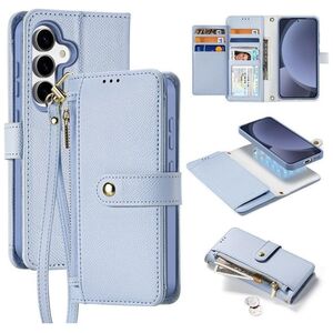 Etui skórzane Dux Ducis Lawa na Samsung Galaxy S25 z odłączanym portfelem magnetycznym - niebieskie