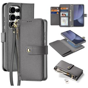 Etui skórzane Dux Ducis Lawa na Samsung Galaxy S25 Ultra z odłączanym portfelem magnetycznym - szare