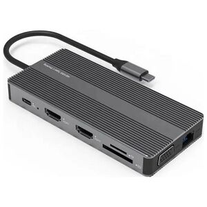 Extra Digital Adapteris USB Type-C USB adapter - 2x HDMI, VGA, LAN, 3x USB Type-A, SD, TF, USB Type-C PD100W, Aux 13223930 9990000913886