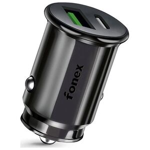 Φορτιστής αυτοκινήτου Fonex 36W USB + Type-C PD By Fonex Black 13452818 8026386254822