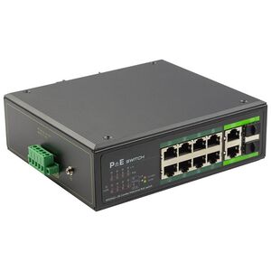 Switch Extra Digital Industrinis PoE šakotuvas 100Mbps 8portų+2G uplink RJ45 arba SFP portai, -40 °C, IEEE802.3af/at 13865260 9990000000000