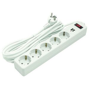 EXD Buitini ilgiklis 5m, 5 lizdai, 2xUSB, su jungikliu 13949025 9990000610419