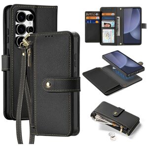 Etui skórzane Dux Ducis Lawa na Samsung Galaxy S25 Ultra z odłączanym portfelem magnetycznym - czarne