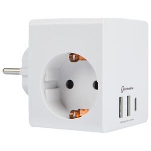 55085 Cube 3-way Adapter with USB Charger