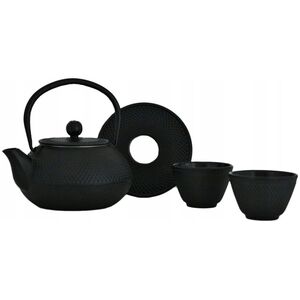 Cast iron teapot with filter MPLCo, with cups, black, 0.8 L
