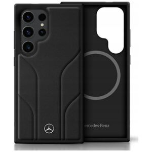 Mercedes Leather Debossed Lines MagSafe Case for Samsung Galaxy S25 Ultra Black