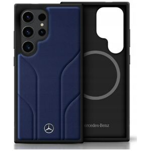 Mercedes Leather Debossed Lines MagSafe case for Samsung Galaxy S25 Ultra blue