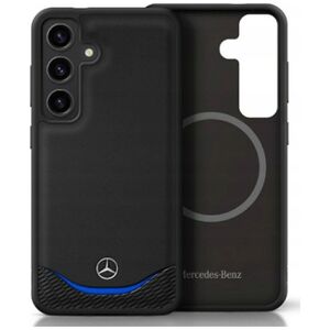 Mercedes Leather Contrasted Blue Horizontal Curve MagSafe case for Samsung Galaxy S25 black