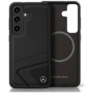 Mercedes Leather Horizontal Debossed Curves MagSafe case for Samsung Galaxy S25 black