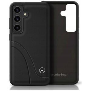 Mercedes Leather Curved Stitches Case for Samsung Galaxy S25 Black