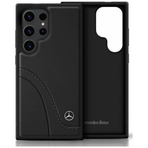 Mercedes Leather Curved Stitches Case for Samsung Galaxy S25 Ultra Black