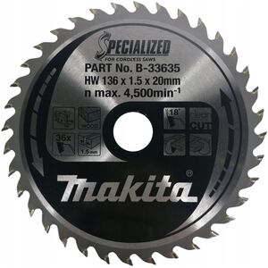 Makita MAKITA PIŁA TARCZOWA  136x20x36z SPECJALIZED DREWNO