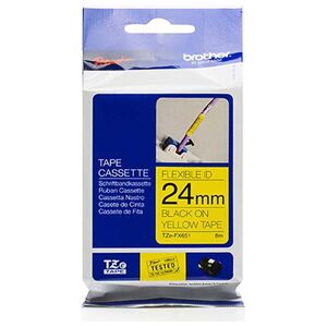 Brother Taśma do drukarek etykiet czarny druk / żółty podkład laminowane 24mm x 8m (TZEFX651)