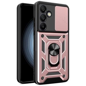 Etui pancerne Hybrid Armor Camshield z osłoną aparatu i metalowym ringiem do Samsung Galaxy S24 FE - różowe