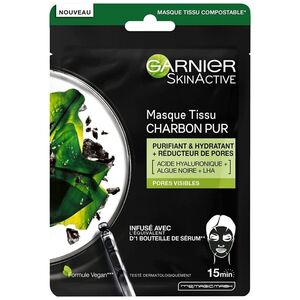 Garnier Garnier, Skin Active - Pure Charcoal, Paraben-Free, Mattifying & Hydrating, Sheet Mask, For Face, Day, 28 g For Women