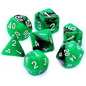 Rebel Komplet kości REBEL RPG - Dwukolorowe - Zielono-czarne (106476)